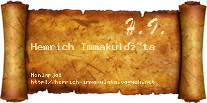 Hemrich Immakuláta névjegykártya